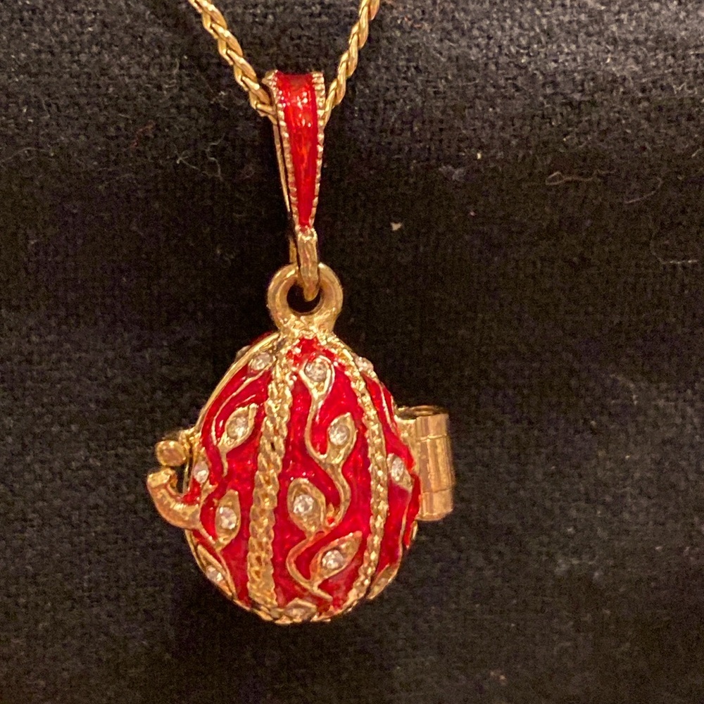 Romanov Fabergé Imperial Egg Pendant Locket Necklace